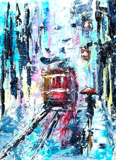 Pittura intitolato "Rain miniature" da Natalja Picugina, Opera d'arte originale, Acrilico