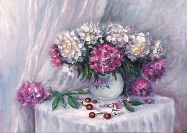Schilderij getiteld "Peonies bouquet" door Natalja Picugina, Origineel Kunstwerk, Olie