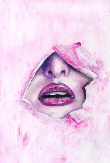 Peinture intitulée "Woman portrait. Emo…" par Natalja Picugina, Œuvre d'art originale, Acrylique