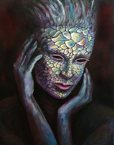 Картина под названием "Woman portrait. Cha…" - Natalja Picugina, Подлинное произведение искусства, Акрил