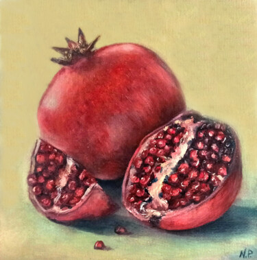 Pintura intitulada "Pomegranate oil pai…" por Natalja Picugina, Obras de arte originais, Óleo