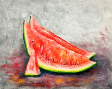Peinture intitulée "Watermelon still li…" par Natalja Picugina, Œuvre d'art originale, Huile