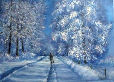Ζωγραφική με τίτλο "Winter walk" από Natalja Picugina, Αυθεντικά έργα τέχνης, Λάδι
