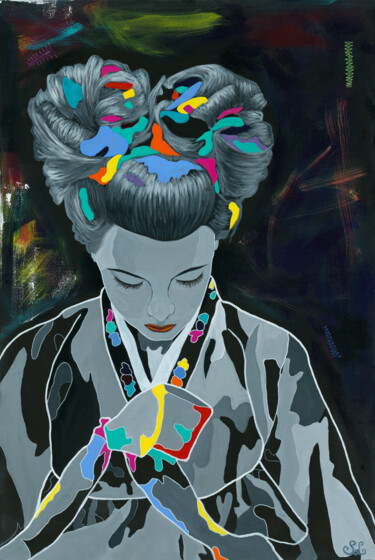 Painting titled "Lost Identity - Bon…" by Sung Lee, Original Artwork, Acrylic Mounted on Wood Stretcher frame