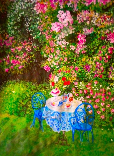 Painting titled "Garden Lavender" by Sunshine Amos, Original Artwork, Acrylic