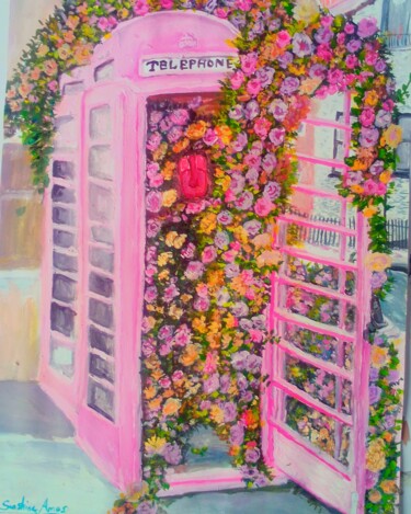 Painting titled "Cute London" by Sunshine Amos, Original Artwork, Acrylic
