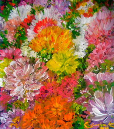 Peinture intitulée "Chrysanthemum Day" par Sunshine Amos, Œuvre d'art originale, Acrylique