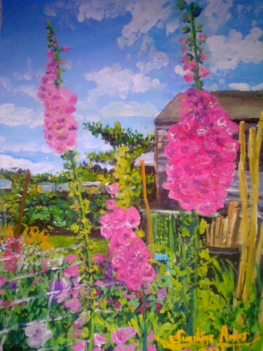 Картина под названием "Foxglove Sussex" - Sunshine Amos, Подлинное произведение искусства, Акрил