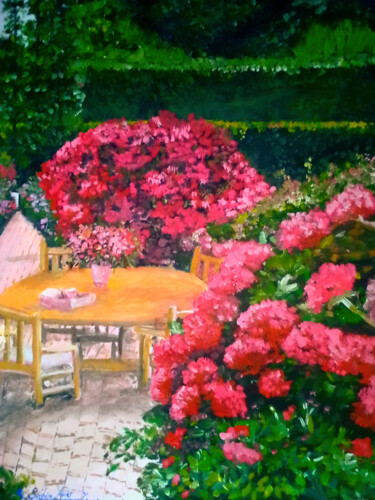 Schilderij getiteld "Happy Garden home" door Sunshine Amos, Origineel Kunstwerk, Acryl