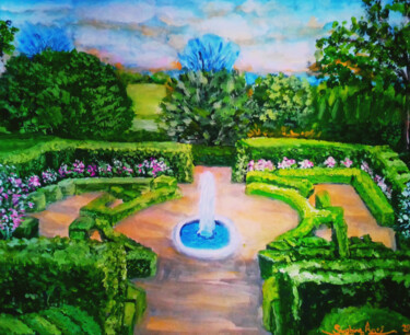 Pittura intitolato "Garden Evening" da Sunshine Amos, Opera d'arte originale, Acrilico