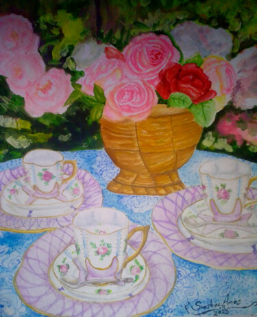 Картина под названием "Garden In A Vase No…" - Sunshine Amos, Подлинное произведение искусства, Акварель