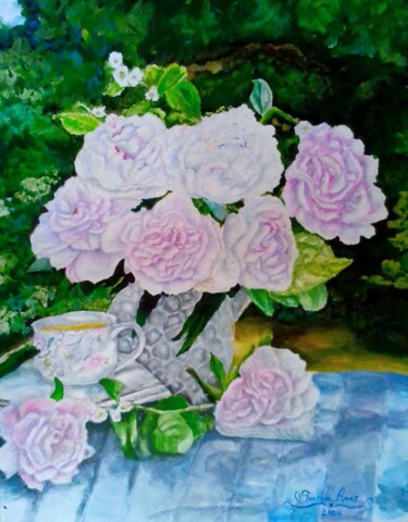 Картина под названием "Garden in a Vase No…" - Sunshine Amos, Подлинное произведение искусства, Акварель