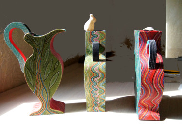 Скульптура под названием "Vases in Her Home,…" - Lina Stern, Подлинное произведение искусства, Дерево
