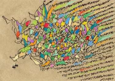 Disegno intitolato "The Sound Clouds As…" da Lina Stern, Opera d'arte originale, Pennarello