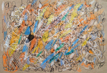 Рисунок под названием "Asemic calligraphy…" - Lina Stern, Подлинное произведение искусства, Чернила