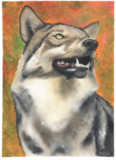 Painting titled "Wolf" by Suntola, Original Artwork, Oil
