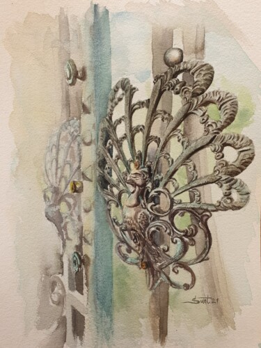 Malerei mit dem Titel "Forbidden garden." von Suntola, Original-Kunstwerk, Aquarell