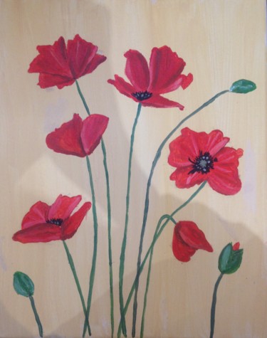 Painting titled "Les coquelicots" by Sunwoo Ji, Original Artwork, Acrylic