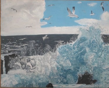 Malerei mit dem Titel "Splash nuances de b…" von Sunwoo Ji, Original-Kunstwerk, Acryl