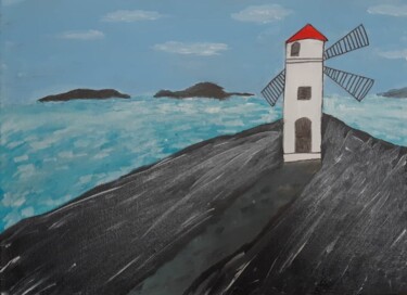 Painting titled "Le moulin" by Suny, Original Artwork, Acrylic