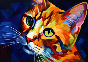 Цифровое искусство под названием "LILA CAT" - Suny, Подлинное произведение искусства, 2D Цифровая Работа