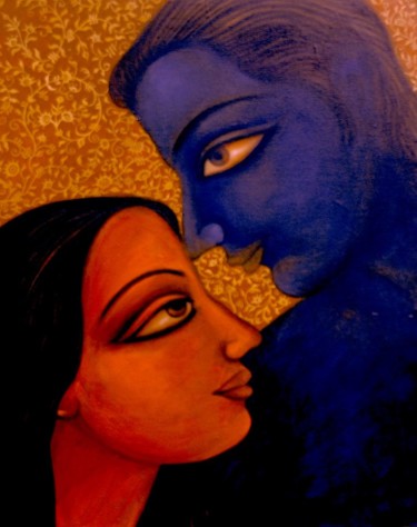Ζωγραφική με τίτλο "Title-Secret Lover" από Suparna Dey, Αυθεντικά έργα τέχνης, Λάδι