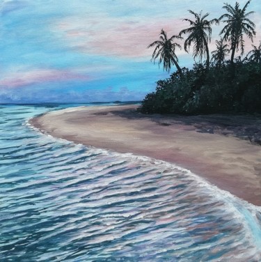 Painting titled "Paradise Island" by Marina Orlova-Shaiupova, Original Artwork, Acrylic Mounted on Wood Stretcher frame