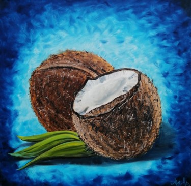 Pittura intitolato "Double coconut" da Marina Orlova-Shaiupova, Opera d'arte originale, Olio Montato su Telaio per barella i…