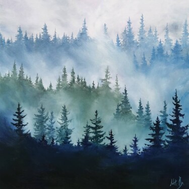Rainy forest Painting titled "Rainy forest" by Marina Orlova-Shaiupova, Original Art, Oil