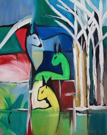 Peinture intitulée "Forest" par Artist Supreetha, Œuvre d'art originale, Acrylique