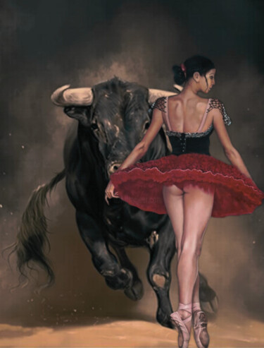 Digital Arts titled "Bailando con toros" by Supreme Goonz, Original Artwork, Digital Painting