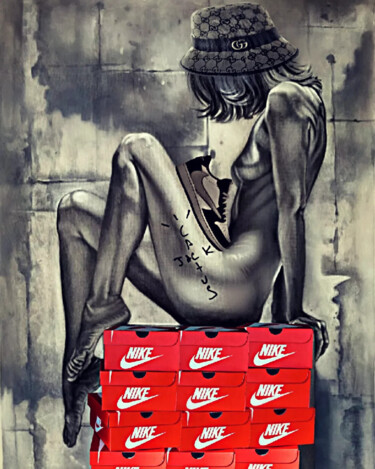 Arts numériques intitulée "Nude Nike" par Supreme Goonz, Œuvre d'art originale, Collage numérique