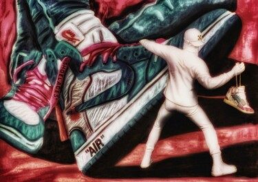 Digital Arts titled "Nike lanzador" by Supreme Goonz, Original Artwork, Digital Collage