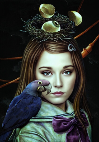 Arte digitale intitolato "Michelle y el nido" da Supreme Goonz, Opera d'arte originale, Collage digitale