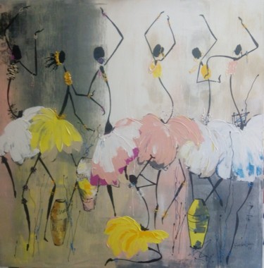 Painting titled "Floral dance" by Surbhi Soni, Original Artwork, Acrylic Mounted on Wood Stretcher frame