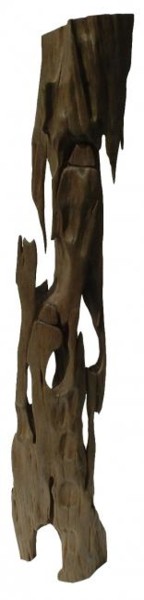 Skulptur mit dem Titel "Welcome To Hell #1" von Suresh Pant, Original-Kunstwerk, Holz