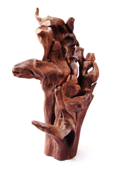 Скульптура под названием "Survivors" - Suresh Pant, Подлинное произведение искусства, Дерево