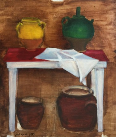 Painting titled "Nature morte aux Ga…" by Michel Suret-Canale, Original Artwork, Oil