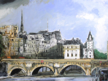 Pintura titulada "Le pont neuf à Paris" por Michel Suret-Canale, Obra de arte original, Oleo