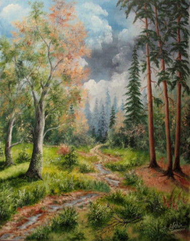 Painting titled "Après l'orage." by Gérard Jéhin, Original Artwork, Oil