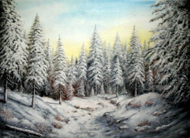 Painting titled "L'hiver est arrivé…" by Gérard Jéhin, Original Artwork, Oil