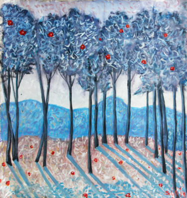 Painting titled "Garden of pomegrana…" by Suriko, Original Artwork, Acrylic