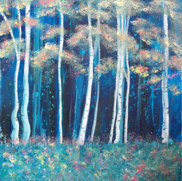 Painting titled "Blue forest. Acryli…" by Suriko, Original Artwork, Acrylic
