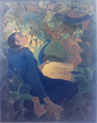 Pittura intitolato "Artist" da Surjit Akre, Opera d'arte originale, Olio