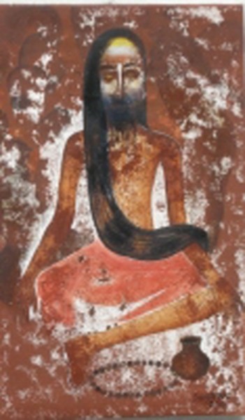 Painting titled "Dhayan" by Surjit Akre, Original Artwork, Oil