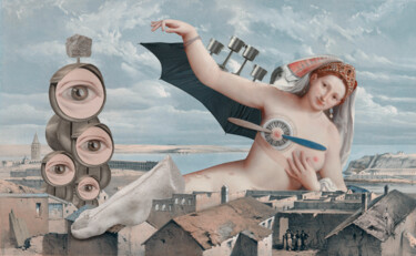 Obrazy i ryciny zatytułowany „Hezârfen's Dream” autorstwa Tan Tolga Demirci, Oryginalna praca, Srebrny nadruk