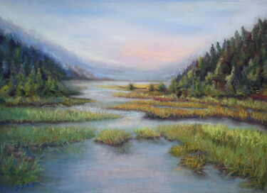 Painting titled "Sunrise On The Prie…" by Susan Frances Johnson, Original Artwork, Pastel Mounted on Other rigid panel