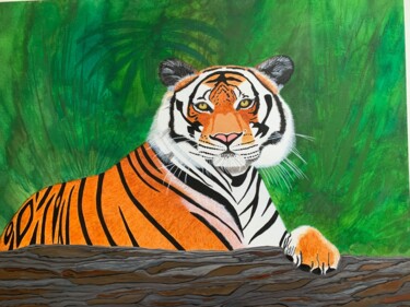 Painting titled "Bengal Tiger" by Susan J Green, Original Artwork, Acrylic Mounted on Wood Stretcher frame