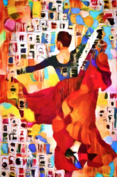 Digital Arts titled "Flamenco Baile" by Susan Maxwell Schmidt, Original Artwork, Digital Painting