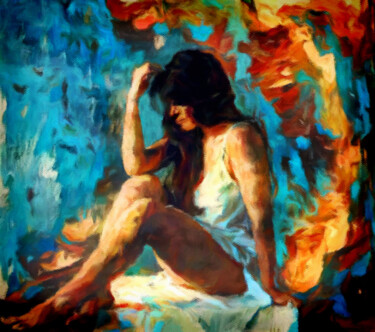 数字艺术 标题为“Simone in a Sunbeam” 由Susan Maxwell Schmidt, 原创艺术品, 数字油画
